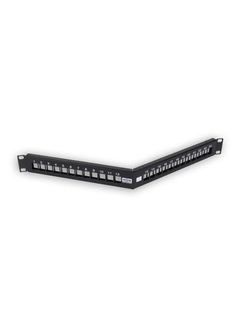 Product image for Panel patch unloaded 24-port steel 1U-angled black