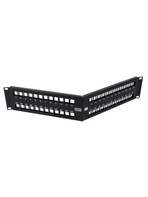 Product image for Panel patch unloaded 48-port steel 2U-angled black