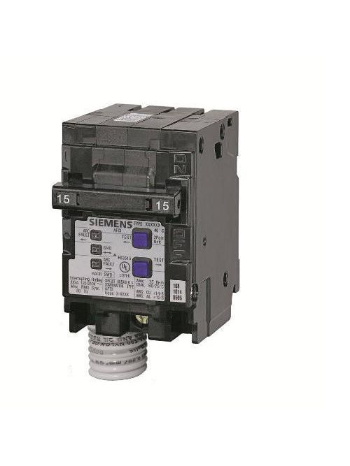 Siemens Q215AFC 2-Pole 15 Amp 120 VAC 10 kA Arc Fault Circuit Interrupter Siemens Q215AFC 2-Pole 15 Amp 120 VAC 10 kA Arc Fault Circuit Interrupter