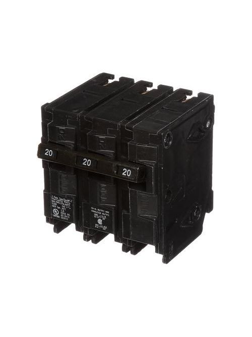 Siemens MP320 3-Pole 240 VAC 20 Amp 10 kA Plug-In Common Trip Circuit Breaker Siemens MP320 3-Pole 240 VAC 20 Amp 10 kA Plug-In Common Trip Circuit Breaker