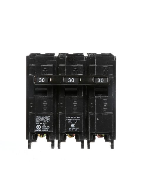 Siemens MP330 3-Pole 240 VAC 30 Amp 10 kA Plug-In Common Trip Circuit Breaker Siemens MP330 3-Pole 240 VAC 30 Amp 10 kA Plug-In Common Trip Circuit Breaker