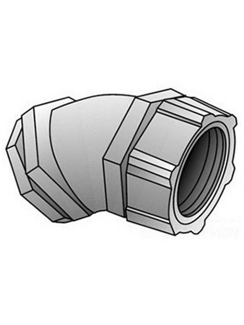 Product image for O-Z/Gedney 4Q-4300T 3" 45deg Liquidtight Connector, Insulated Throat, Malleable Iron Body, Steel Ferrule