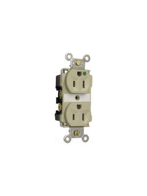 Product image for Pass & Seymour 8200-IMRI Extra Heavy-Duty Hospital Grade MRI Duplex Receptacle, Back & Side Wire, 15A 125V - Ivory