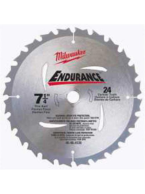Product image for Milwaukee 48-40-4123 7-1/4" 24-Teeth Carbide Tipped Circular Saw Blade