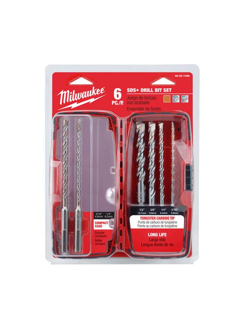 Product image for Milwaukee 48-20-7495 6pc SDS-PLUS Rotary Hammer Drill Bit Set
