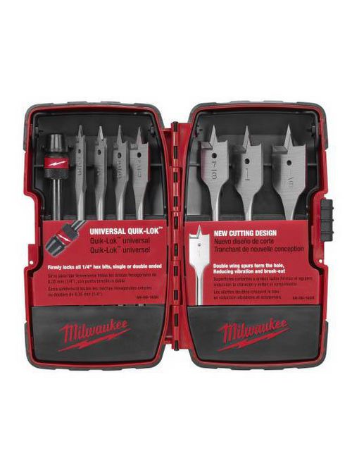 Milwaukee 49-22-0175 8-Piece Universal Quik-Lok™ Flat Boring Bit Set Milwaukee 49-22-0175 8-Piece Universal Quik-Lok™ Flat Boring Bit Set