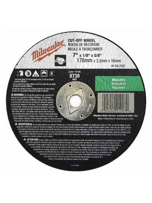 Milwaukee Tool 49-94-7050 7 x 3/32 x 5/8 Cutting Wheel Milwaukee Tool 49-94-7050 7 x 3/32 x 5/8 Cutting Wheel