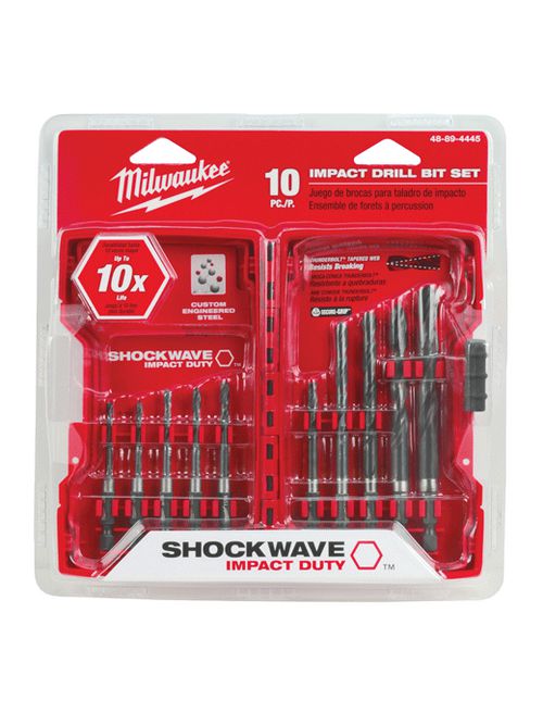 Product image for Milwaukee 48-89-4445 10 Piece Hex Drill Bit Set