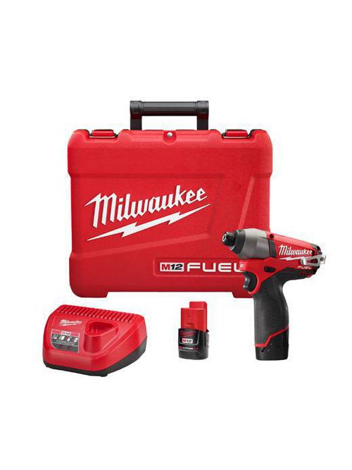 Product image for Milwaukee 2453-22 M12 FUEL™ 1/4" Hex Impact Driver Kit