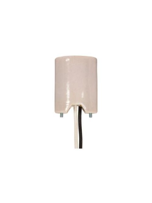 Product image for Satco 80/1376 Keyless Porcelain Mogul Socket, Mounting Screws Held Captive, 2 Wireways, 1/2" Strip Leads