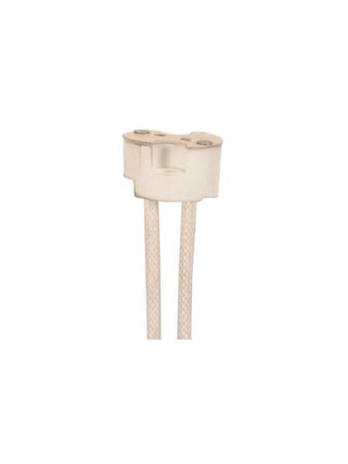 Product image for Satco 90/1590 6" Round Porcelain Halogen Socket; G4-GX5.3-GY6.35 Base; 12" SF-1 200C Leads; 3/8" Height; 11/16" Diameter; 750W; 250V