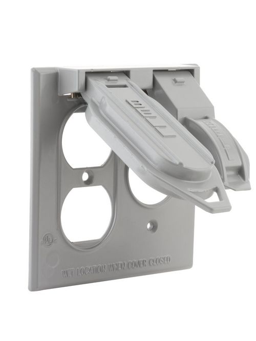 Bell 5160-0 2-Gang Gray Powder Coated Metallic Horizontal Device Mount Flip Single/Duplex Receptacle Weatherproof Box Cover Bell 5160-0 2-Gang Gray Powder Coated Metallic Horizontal Device Mount Flip Single/Duplex Receptacle Weatherproof Box Cover