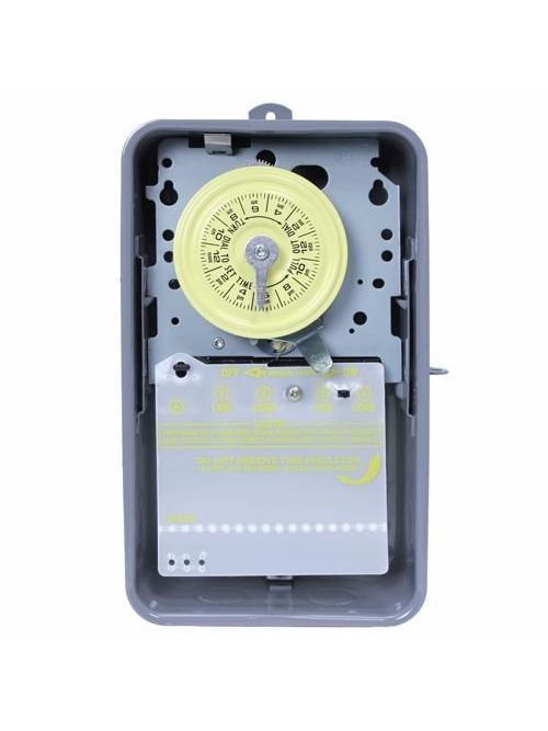 Intermatic T104R NEMA 3R Steel Case 208 to 277 VAC 60 Hz 40 Amp DPST Electromechanical Time Switch Intermatic T104R NEMA 3R Steel Case 208 to 277 VAC 60 Hz 40 Amp DPST Electromechanical Time Switch