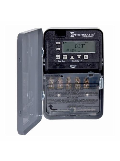 Product image for Intermatic ET8115C 24/7 Electronic Astronomic Time Switch, 1-Circuit, SPST, 120-277V 20/10A, Type-1 Steel