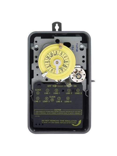 Intermatic T1871BR NEMA 3R Steel Case 125 VAC 60 Hz 40 Amp DPDT Electromechanical Time Switch with Clock Motor Terminal Intermatic T1871BR NEMA 3R Steel Case 125 VAC 60 Hz 40 Amp DPDT Electromechanical Time Switch with Clock Motor Terminal