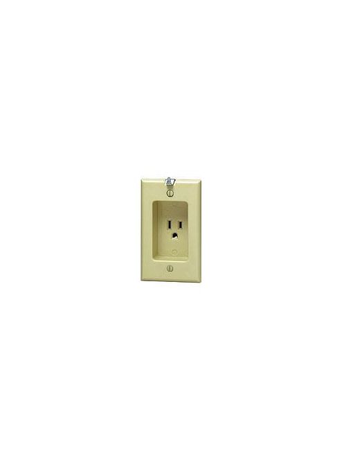 Leviton 688-I 125 Volt 15 Amp 2-Pole 3-Wire NEMA 5-15R 1-Gang Ivory Thermoplastic Grounding Recessed Clock Hanger Receptacle Leviton 688-I 125 Volt 15 Amp 2-Pole 3-Wire NEMA 5-15R 1-Gang Ivory Thermoplastic Grounding Recessed Clock Hanger Receptacle