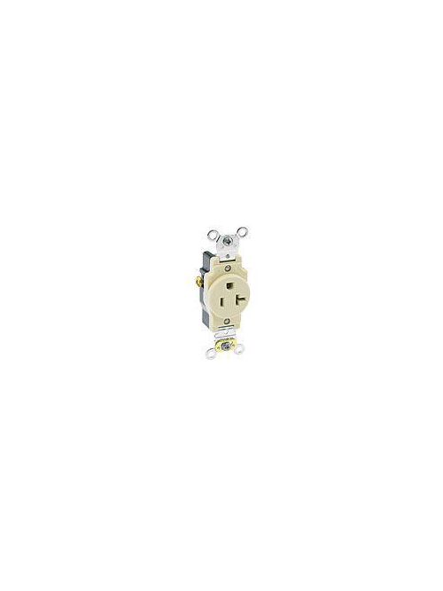 Leviton 5351-I 125 Volt 20 Amp 2-Pole 3-Wire NEMA 5-20R 1 Hp Ivory Thermoplastic Nylon Straight Blade Receptacle Leviton 5351-I 125 Volt 20 Amp 2-Pole 3-Wire NEMA 5-20R 1 Hp Ivory Thermoplastic Nylon Straight Blade Receptacle
