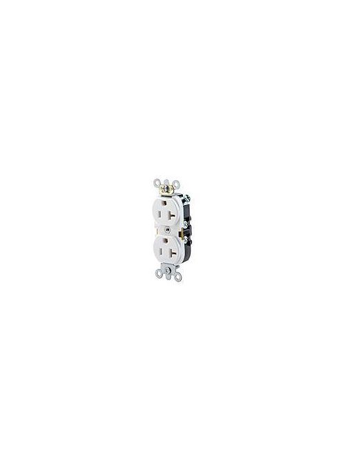 Leviton 5362-SW 125 Volt 20 Amp 2-Pole 3-Wire NEMA 5-20R White Thermoplastic Nylon Straight Blade Duplex Receptacle Leviton 5362-SW 125 Volt 20 Amp 2-Pole 3-Wire NEMA 5-20R White Thermoplastic Nylon Straight Blade Duplex Receptacle