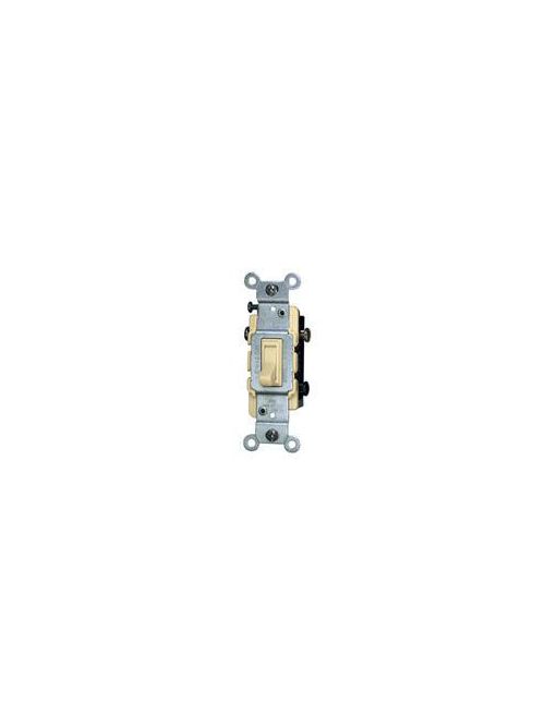 Leviton 1453-2I 120 VAC 15 Amp 1/2 Hp 3-Way Ivory Thermoplastic Grounding Framed Toggle Quiet Switch Leviton 1453-2I 120 VAC 15 Amp 1/2 Hp 3-Way Ivory Thermoplastic Grounding Framed Toggle Quiet Switch