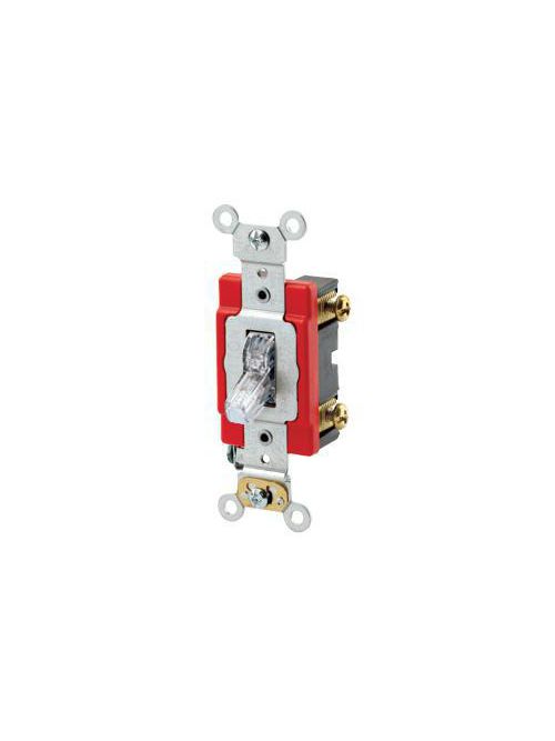 Leviton 1221-PLC 120 VAC 20 Amp 1-Pole 1 Hp Clear Thermoplastic Self Grounding Illuminated Toggle Quiet Switch Leviton 1221-PLC 120 VAC 20 Amp 1-Pole 1 Hp Clear Thermoplastic Self Grounding Illuminated Toggle Quiet Switch