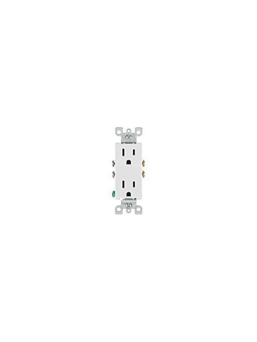 Leviton 5325-W 125 Volt 15 Amp 2-Pole 3-Wire NEMA 5-15R White Thermoplastic Decorator Straight Blade Duplex Receptacle Leviton 5325-W 125 Volt 15 Amp 2-Pole 3-Wire NEMA 5-15R White Thermoplastic Decorator Straight Blade Duplex Receptacle