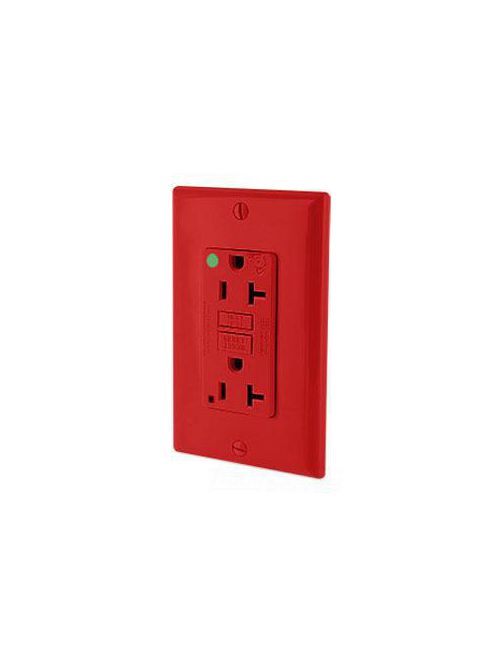 Product image for Leviton 7899-HGR 125 Volt 20 Amp 2-Pole 3-Wire NEMA 5-20R 1-1/2 Hp Red Polycarbonate GFCI Receptacle