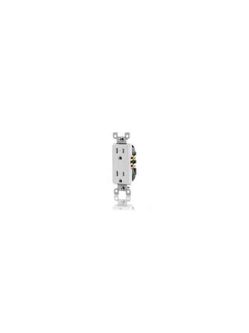 Leviton T5325-W 125 Volt 15 Amp 2-Pole 3-Wire NEMA 5-15R White Thermoplastic Decorator Straight Blade Duplex Receptacle Leviton T5325-W 125 Volt 15 Amp 2-Pole 3-Wire NEMA 5-15R White Thermoplastic Decorator Straight Blade Duplex Receptacle