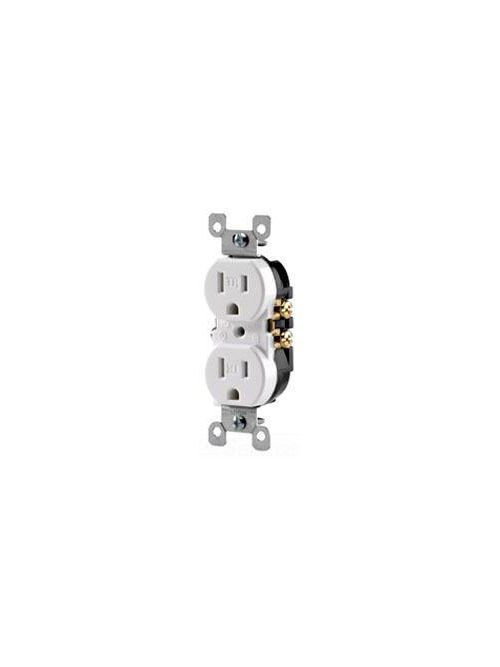 Product image for Leviton T5320-A 125 Volt 15 Amp 2-Pole 3-Wire NEMA 5-15R Almond Thermoplastic Grounding Straight Blade Duplex Receptacle