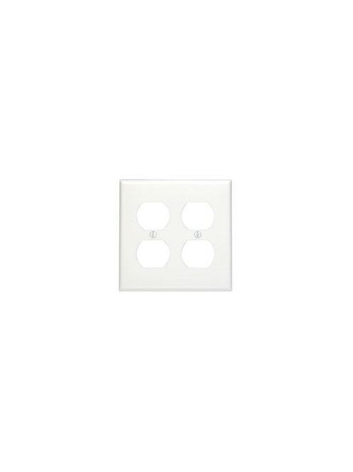 2-Gang Duplex Device Receptacle Wallplate, Standard Size, Thermoset, Device Mount - White 2-Gang Duplex Device Receptacle Wallplate, Standard Size, Thermoset, Device Mount - White