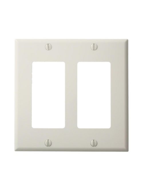 Leviton 80409-NW 4.56 x 0.22 x 4.5 Inch 2-Gang Smooth White Thermoplastic Nylon Device Mount Standard Receptacle Wallplate Leviton 80409-NW 4.56 x 0.22 x 4.5 Inch 2-Gang Smooth White Thermoplastic Nylon Device Mount Standard Receptacle Wallplate