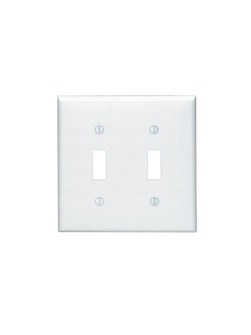 Leviton 80709-W 4.56 x 0.22 x 4.5 Inch 2-Gang Smooth White Thermoplastic Nylon Device Mount Standard Toggle Switch Wallplate Leviton 80709-W 4.56 x 0.22 x 4.5 Inch 2-Gang Smooth White Thermoplastic Nylon Device Mount Standard Toggle Switch Wallplate