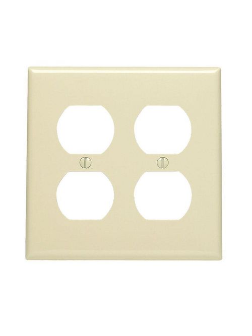 Leviton 80716-I 4.56 x 0.22 x 4.5 Inch 2-Gang Smooth Ivory Nylon Device Mount Standard Duplex Receptacle Wallplate Leviton 80716-I 4.56 x 0.22 x 4.5 Inch 2-Gang Smooth Ivory Nylon Device Mount Standard Duplex Receptacle Wallplate