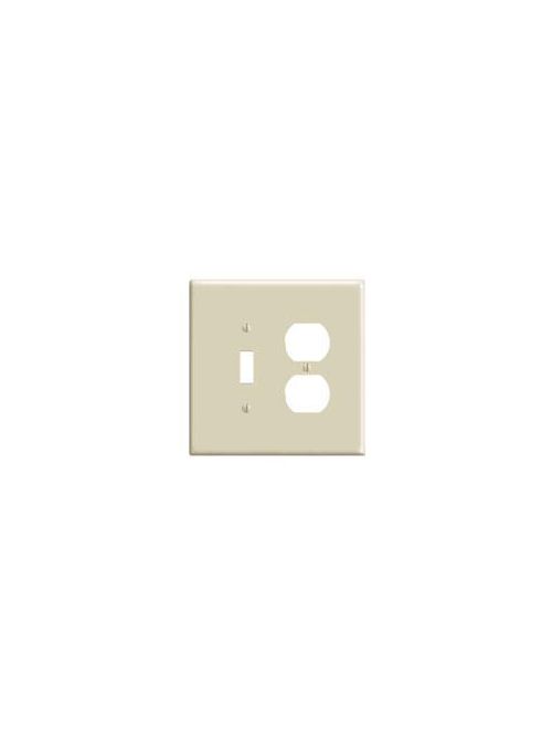 Leviton 86105 5.31 x 0.255 x 5.25 Inch 2-Gang Smooth Ivory Thermoset Device Mount Oversize Combination Wallplate Leviton 86105 5.31 x 0.255 x 5.25 Inch 2-Gang Smooth Ivory Thermoset Device Mount Oversize Combination Wallplate