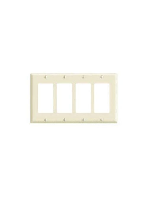 Product image for Leviton 80412-A 8.19 x 0.22 x 4.5 Inch 4-Gang Smooth Almond Thermoset Device Mount Standard Receptacle Wallplate