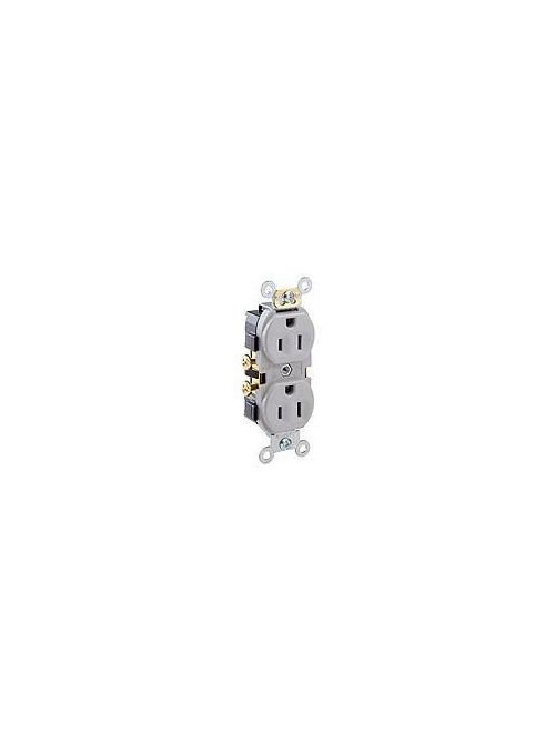 Leviton CR15-GY 125 Volt 15 Amp 2-Pole 3-Wire NEMA 5-15R 1/2 Hp Gray Thermoplastic Nylon Straight Blade Duplex Receptacle Leviton CR15-GY 125 Volt 15 Amp 2-Pole 3-Wire NEMA 5-15R 1/2 Hp Gray Thermoplastic Nylon Straight Blade Duplex Receptacle