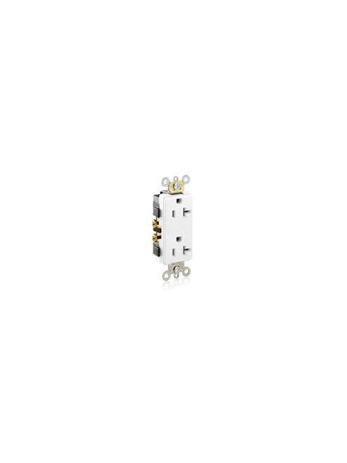 Leviton 16352-W 125 Volt 20 Amp 2-Pole 3-Wire NEMA 5-20R White Thermoplastic Nylon Straight Blade Duplex Receptacle Leviton 16352-W 125 Volt 20 Amp 2-Pole 3-Wire NEMA 5-20R White Thermoplastic Nylon Straight Blade Duplex Receptacle