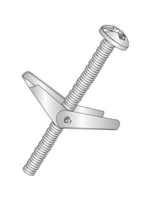 Minerallac 58365J 3/16 x 4 Inch Zinc Plated Steel Slotted/Phillips Mushroom Head Toggle Bolt with Wing Minerallac 58365J 3/16 x 4 Inch Zinc Plated Steel Slotted/Phillips Mushroom Head Toggle Bolt with Wing
