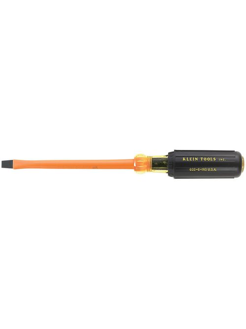 Product image for Klein 602-6-INS Insulated 5/16" Keystone Tip Heavy Duty Screwdriver, 6" Round-Shank