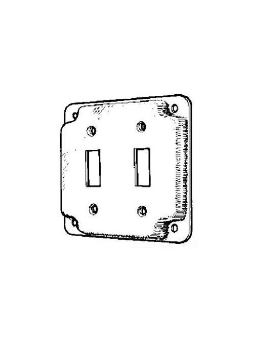 Product image for Mulberry 11410 4" Square Box Cover, 1/2" Raised, (2) Toggle Switches, Steel