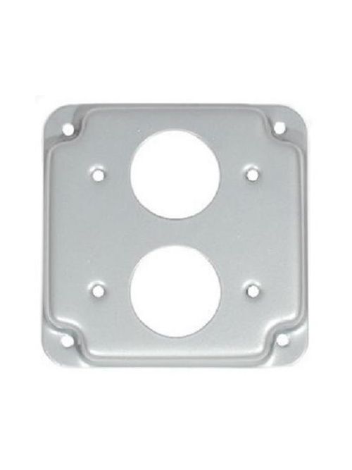 Product image for Mulberry 11412 4" Square Box Cover, 1/2" Raised, (2) Single Receptacles, Steel