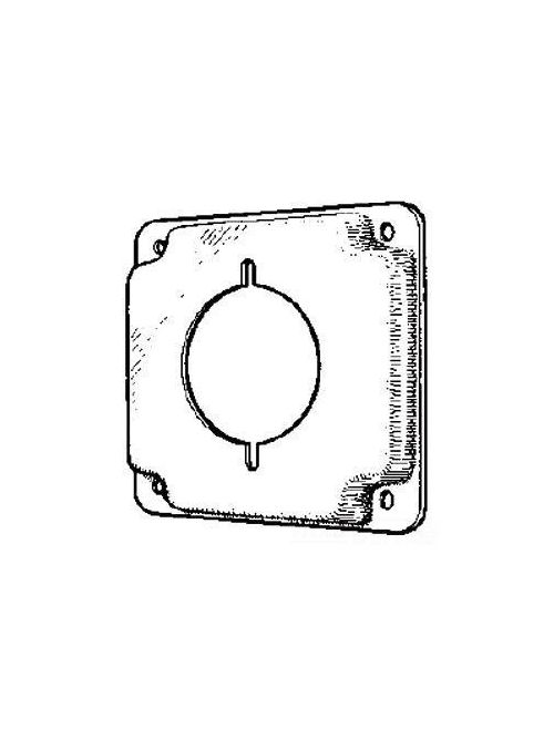 Product image for Mulberry 11422 4" Square Box Cover, 1/2" Raised, 2.125" Dia. Range/Dryer Receptacle, Steel