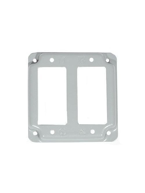 Product image for Mulberry 11433 1/2 Inch Raised Powder Coated Steel 2-GFCI Receptacle Square Box Cover