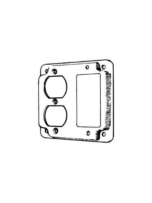 Product image for Mulberry 11435 1/2" Raised Powder Coated Steel 1-Duplex 1-GFCI Receptacle Square Box Cover