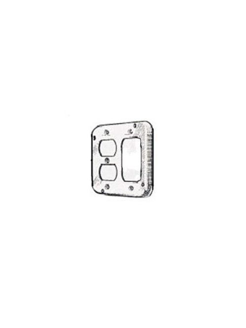 Product image for Mulberry 11535 1/2" Raised Powder Coated Steel 1-Duplex 1-GFCI Receptacle Square Box Cover