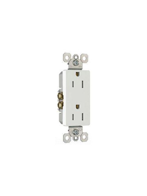 Product image for Pass & Seymour 885-TRNAW radiant® Decorator Tamper-Resistant Receptacle, NAFTA-Compliant, 15A 125V (5-15R), White