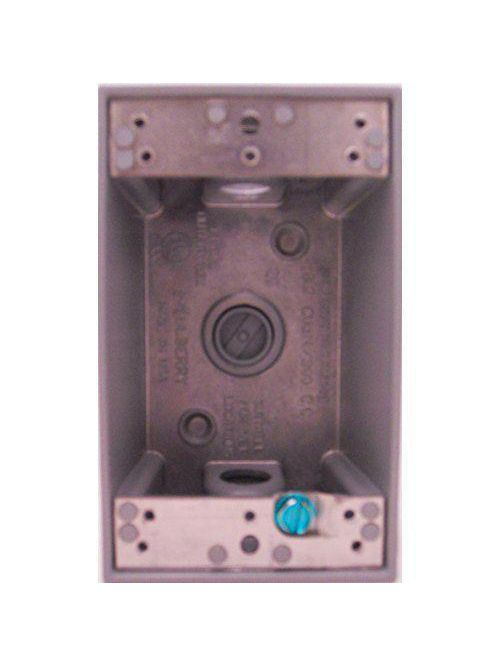 Product image for Mulberry 30203 1-Gang Weatherproof Box w/Lugs, (3) 1/2" Hubs, 2" Deep, Die-Cast Aluminum, 18.3cu.in, Gray