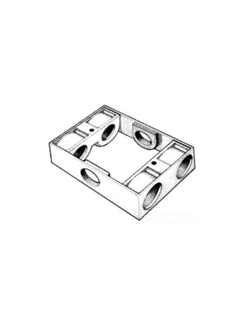 Product image for Mulberry 30295 1-Gang Weatherproof Box Extension, (6) 1/2" Hubs, 1.25" Deep, Die-Cast Aluminum, 9.5cu.in, Gray