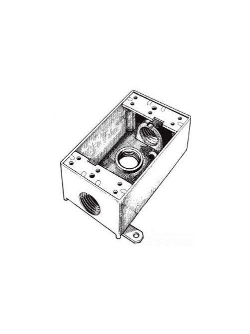 Product image for Mulberry 30206W 1-Gang Weatherproof Box w/Lugs, (3) 3/4" Hubs, 2" Deep, Die-Cast Aluminum, 18.3cu.in, White