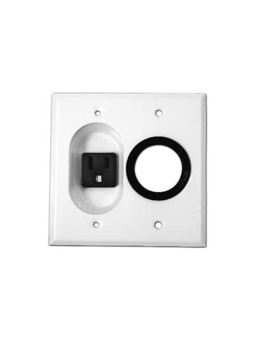 Product image for Mulberry 40567 4.5625 x 4.5" 15 Amp 2-Gang Smooth White Plug-In Receptacle