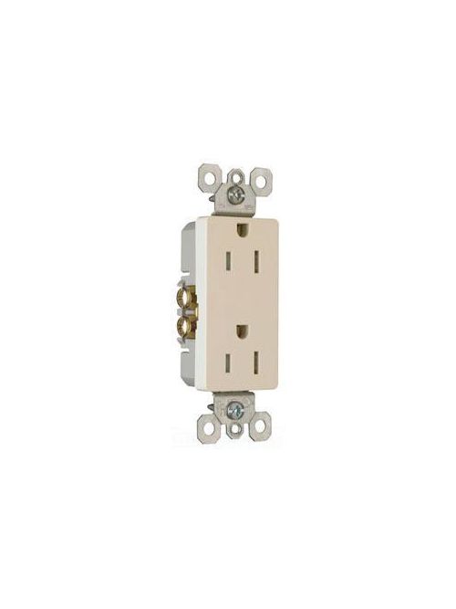 Product image for Pass & Seymour 885-TRNALA radiant® Decorator Tamper-Resistant Receptacle, NAFTA-Compliant, 15A 125V (5-15R), Light Almond